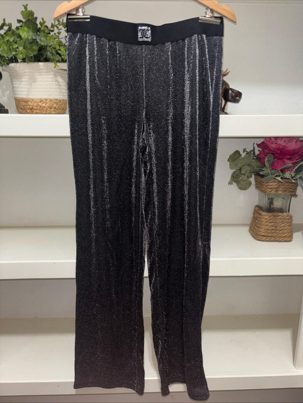 Vintage Juicy Couture Black & silver trousers w/ elastic waistband Size S